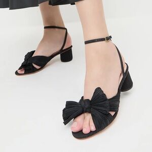 Loeffler randall black pleated bow sandals size 7